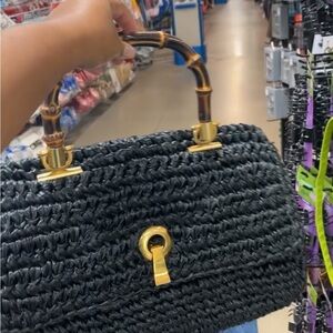 Elegant Black Woven Shoulder Bag